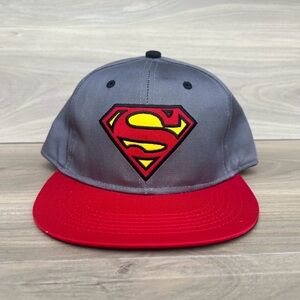 Superman Hat DC Comics Men's Adjustable Gray Red Snapback Cap